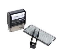 Trodat 7 sellos para marcar objetos personales, juego de sellos para diseñar tú mismo, 3 líneas, sello de tela alemán, apto para lavadora, 38 x 14 mm, impresión negra, incluye accesorios