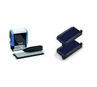 Trodat Printy 4911 - Sello de Entintaje Automático con Tinta Incorporada e Imprentilla para Componer un Texto de Hasta 3 Líneas - Tinta Negra & 4911/6 A lmohadillas de recambio, 2 unidades, azul