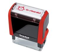 Trodat - Sello motivacional para profesores Printy 4912 Autoentintante, Colección Happy School, Huella en Retardo. Color Sello Rojo, Cartucho incluido de color rojo