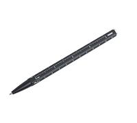 TROIKA Bolígrafo multitarea con recambio D1 negro - CONSTRUCTION BASIC - regla en centímetros/pulgadas, escala 1:20/1:50 - fácil cambio de recambio - aluminio, metal - negro original