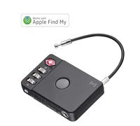 TROIKA Candado TSA para maleta con Apple® Find My Funktion TRACK & FIND LOCK Posibilidad de localizar el equipaje y evitar la apertura no autorizada de la maleta. Material de ABS y metal en negro
