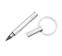 TROIKA Lápiz multitarea y llavero con punta de escritura infinita (aproximadamente 20 km de longitud de escritura) - Endless to go - Regla de centímetros / pulgadas - Aluminio - Plateado, plateado,