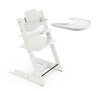 Trona Tripp Trapp de Stokke Blanca Con Bandeja - Incluye Silla, Baby Set 2 Para Niños de 6 a 36 Meses - Ajustable y Fácil de Limpiar
