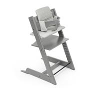 Trona Tripp Trapp de Stokke (Storm Grey) con Cojín Clásico OCS (Nordic Grey) - Incluye Silla Tripp Trapp, Baby Set 2 para Niños de 6 a 36 Meses y Cojín - Ajustable, Ergonómica y Fácil de Limpiar