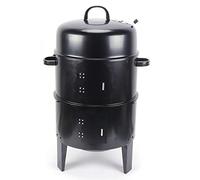 Tronco para ahumar Hickory BBQ 3 en 1, parrilla de carbón vegetal con termómetro, parrilla redonda, fácil transporte, parrilla para ahumar, ahumador de agua, parrilla, tapa de madera, barril para