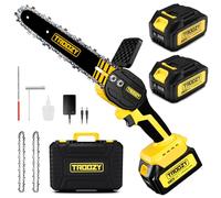 TROOZY Mini Motosierra Bateria Brushless, Motosierras Eléctrica con Baterias 6000mAh hasta 200min, Minimotosierras de Batería (21V, 6 pulgadas, 2×3000mAh), Sierra de Mano Pequeña, Podar Arboles