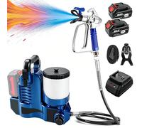 Troqullium Pulverizador de pintura sin aire, pulverizador sin aire, pulverizador de pintura a batería de 750W, presión ajustable de 6niveles, con cartucho de 1,2L y manguera de 10m,for paredes, acero