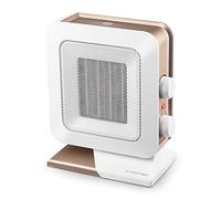 TROTEC TFC 14 E calefactor cerámico 1.400 W PTC con termostato para taller | Para estancias de hasta 20 m²/50 m³, 2 niveles, termostato, elemento cerámico PTC y acabado blanco y dorado