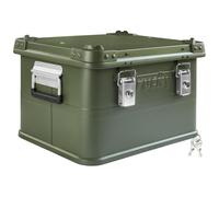 Trucky Caja de aluminio con tapa, color verde, caja de aluminio, 30 litros, caja de transporte, caja de metal, caja de almacenamiento de aluminio, con cerradura, caja de metal