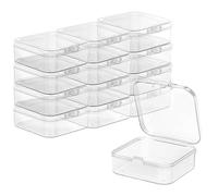 TRUEIN 12 cajas de almacenamiento con tapa pequeñas de plástico, caja de almacenamiento pequeña de plástico transparente, mini cajas de plástico para pastillas, cuentas, joyas, manualidades