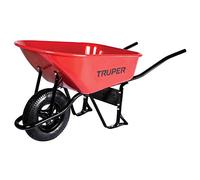 Truper Carretilla METÁLICA 100 litros LLANTA NEUMÁTICA con RODAMIENTOS para Obra CONSTRUCCIÓN Y JARDINERÍA 580KG Capacidad