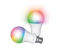 Trust WiFi B22 Bombilla LED, Compatible con Alexa y Google Home, Luz LED Cambio Color, No Hub, 2.4GHz Bompilla WiFi, Lámpara LED Blanca y en Color - Pack de 2