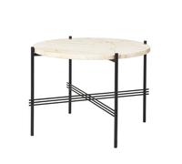 GUBI Mesa de centro TS Round Natural white travertine. ø55. base negra