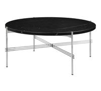 TS Mesa de Centro Redonda Ø80 Acero Pulido/Mármol Marquina Negro