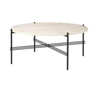 TS Mesa de Centro Redonda Ø80 Negro/ Travertino Blanco