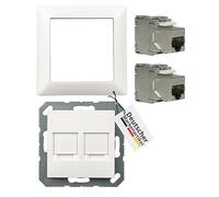 tsnetworks Datos latas Juego de Jung Protectora 2 Compartimento A569 - 2 nweww y 1 Compartimento Marco as581ww Incluye 2 x Keystone Jack Module Cat.6 A, 500 MHz, 10 Gbit