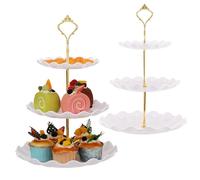 TsunNee 2 soportes para tartas de 3 niveles, recipientes para magdalenas, platos de postre, fruta, pastel, dulces, torre de exhibición, bandeja de servir con niveles para bodas, cumpleaños, baby