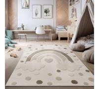 TT Home Alfombra para habitación Infantil Alfombra de Juego Motivo Arco Iris Efecto 3D Estructura en Bucle Suaves Tonos Naturale, Tamaño:160x220 cm