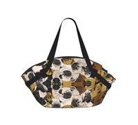 TTIGLHOH Imagen De Pug - Manta de playa redonda impresa que se pliega en una bolsa de mano, resistente al desgarro, alfombra de 94 cm, festival de camping