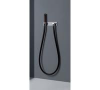 Tubo de agua Kneipp de Gessi, manguera Kneipp negra, cabezal de ducha de madera, versión con soporte de ducha y codo de conexión a la pared, 32961080, Color: CCP de oro