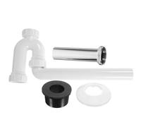Tubo de Desagüe PVC para Lavabo, Pared, Up Tipo Sifón | Acero Inoxidable y Pvc, Instalación Fácil, Prevención de Retorno, Blanco, para Baño Fregadero