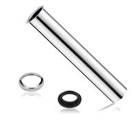 Tubo de Inmersión, Desagüe Prolongado de 20 cm, Sifón Tubular, Completo con 1 Tapón de Rosca y 1 Junta de Goma de Sellado, Adecuado para Sifones de Diseño, Sifones de Tubo, Sifones de Taza