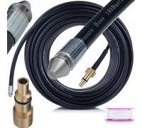 Manguera de limpieza de tuberías de 15 m compatible con Lavor/Parkside - Manguera de limpieza de canales para limpiadores de alta presión | 160 Bares | Quick Connect | Refuerzo de nylon | 1+3 boquilla