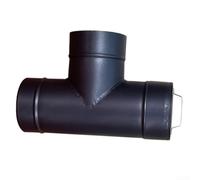 Tubo en T negro de una sola pared de 6 pulgadas con tapa de limpieza para estufa de leña, chimenea de acero inoxidable resistente a altas temperaturas, junta en T de 150 mm, compatible con aislamiento