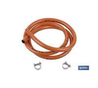Tubo flexible 1,5 mts para gas butano + abrazaderas