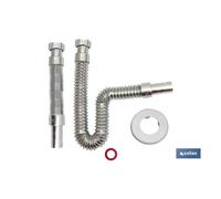 Cofan Tubo Flexible Metalizado | Longitud: 300-720 mm| Para Lavabo y Bidé | Medidas: 1" 1/2 Ø32-40 mm o 2" 2/2 Ø40-50 mm | Incluye Junta Plana y Embellecedor