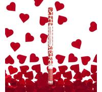 Tubo lanzador de confeti en forma de corazones rojos, lanzador de confeti por aire comprimido, ideal para bodas, cumpleaños, fiestas, San Valentín, recién casados, 80 cm