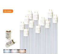 Tubo LED de 25 x 150 cm, base G13, tipo T8 / 24W, luz cálida (3000K), 2430 lúmenes, ángulo de iluminación de 270° / incluye balasto, paquete de 25 unidades / cubierta blanca opaca