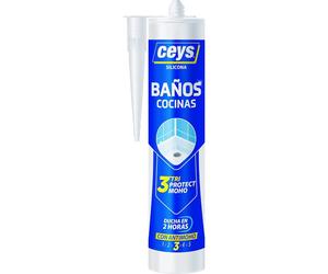 Tubo Silicona Ceys TriProtect anti Moho especial baños y cocinas en blanca o transparente 280ml