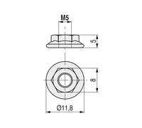 Tuerca con arandela grafilada din 6923 cincada metrica m-6 (caja 500)