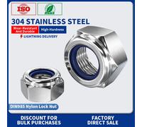 Tuerca de seguridad de nylon DIN985, tuerca hexagonal de nylon con inserto de acero inoxidable 304, tuerca autoblocante M2 M2.5 M3 M4 M5 M6 M8 M10 M12 M14 M16 M18 M14 2pcs