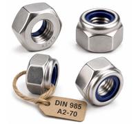 Tuerca Nylstop M5 de acero inoxidable inamovible Ø 5 mm | Tuercas de freno de 5 mm autoblocante hexagonal autofrenante DIN 985 de acero inoxidable A2-70 (V2A/304) con anillo de bloqueo de nylon: LOTE