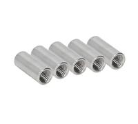 Tuercas de tubo de conector de acoplamiento redondo, barra de varilla de manga roscada de acero inoxidable 304, tono plateado, 5 uds. 5pcs M6*10 * 35