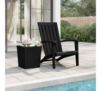 TUERYAFEK Adirondack silla de jardín Negro Polipropileno | Asiento ergonómico, resistente a la intemperie, aspecto de madera, para terraza, balcón, jardín