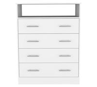 TUHOME Cómoda 4 Cajones Perú con Amplio Almacenamiento, Blanco Madera manufacturada Dormitorio-Almacenamiento White