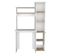 TUHOME Mesa de Escritorio Heinrich, con estantes, Duna / Blanco Madera manufacturada Oficina-Mesas Duna / Blanco