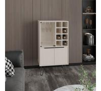 TUHOME Mueble bar aster en melamina con 8 botelleros, 9 portacopas y almacenamiento inferior , Blanco , 109.4 cm X 59.6 cm X 40 cm White
