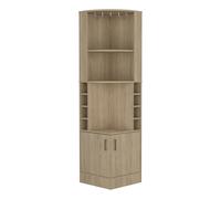 TUHOME Mueble Bar Esquinero Kava Beijing, con botelleros, Miel Madera manufacturada Salón-Bar Wengue