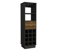 TUHOME Mueble Bar Montana, con botellero, Negro /Caramelo Madera manufacturada Salón-Bar Wengue/caramel