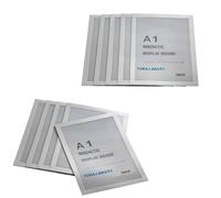 TUKA-i-AKUT 10x A1 Marco Magnético Autoadhesivos, Fundas para Documentos, Letreros, Avisos, Cartel, Paredes y Ventanas, Intercambio de Inserción Rápida, 10 Unidades en Color Plata, TKD8400-A1-10x
