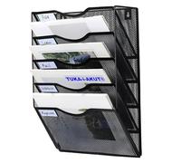 TUKA-i-AKUT 5 Compartimento A4 Revistero de Pared, Metal Organizador Documentos Correo con Diseño de Etiqueta, Archivador Dispensadores para Folletos Porta Cartas Revistas, Negro TKD8660-5F