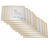 TUKA-i-AKUT 50x A3 Marco Magnético Autoadhesivos, Fundas para Documentos, Letreros, Avisos, Cartel, Paredes y Ventanas, Intercambio de Inserción Rápida, 50 Unidades en Color Dorado, TKD8400-A3-50x