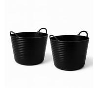 TUKA Pack de 2 Capazos de Plástico 42 L - Profesional, Color Negro | Barreño, Cubo, Espuerta, Cubeta Resistente Multiusos para albañilería, jardinería, Agricultura y hogar (2, Negro)