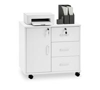 TUKAILAi Archivador Móviles con 4 Cajones y Cerradura, Armario de Oficina con Ruedas, Armario Multiusos con Gran Almacenaje para A4 Documentos en Formato Carta 40 x 60 x 57 cm (Blanco)