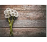 Tulup® - Cuadro sobre lienzo - 100x70 cm - Arte para la pared - Impresiones sobre lienzo - Impresión en lienzo - Flores y plantas - Color marrón - Madera con motivos de diente de león