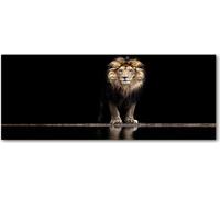 Tulup® - Cuadro sobre lienzo - 125x50 cm - Arte para la pared - Impresiones sobre lienzo - Impresión en lienzo - Animales - Marrón - Retrato de león